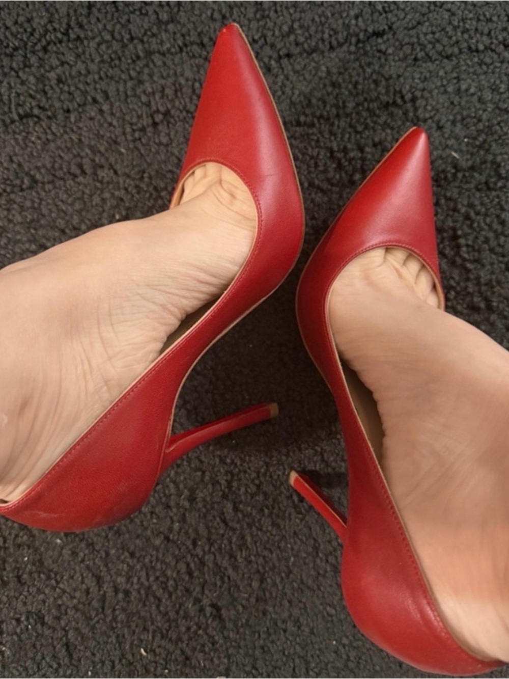 Christian Louboutin Red Pointed-Toe Leather Pumps w/ Box size 5.5